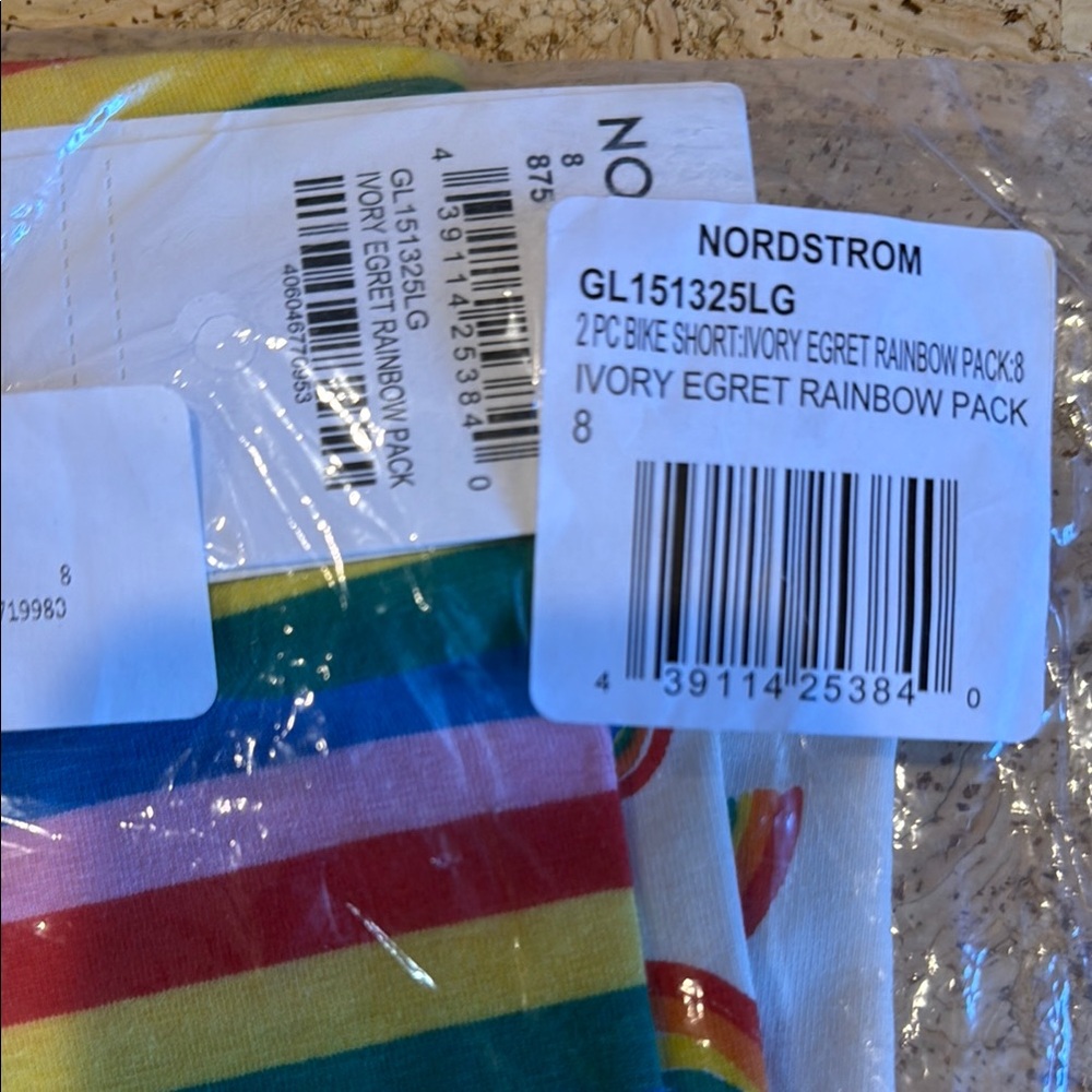 Nordstrom Girls Ivory Egret Rainbow Bike Shorts Pack Kids Set